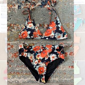 Floral high waisted bikini set